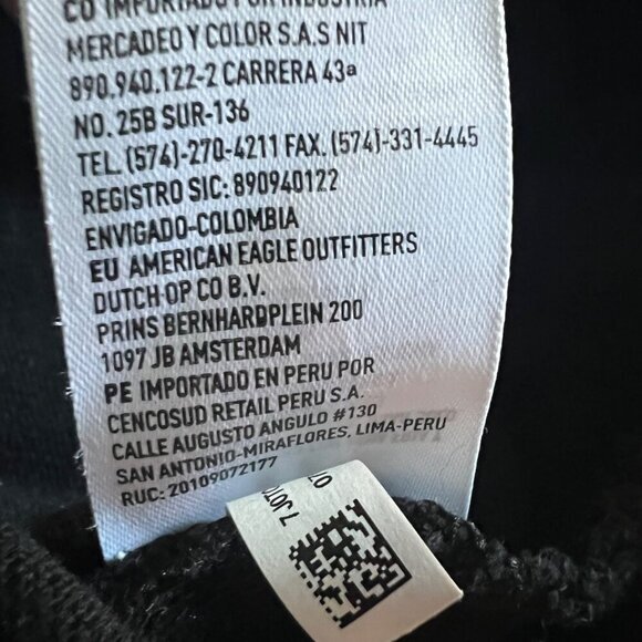 American Eagle Hoodie Pullover Black Gray AE USA Logo Spellout Sleeve - Picture 9 of 9